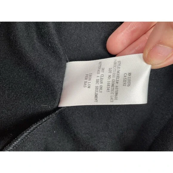 Helmut Lang Black Asymmetrical Geometric Lace Wool Dress With Shoulder Pads Sz S - Picture 9 of 11